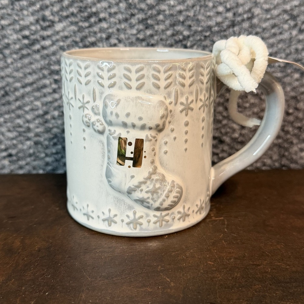 ANTHROPOLOGIE Monogram Initial Letter H Mitten Large Mug - New / Unused